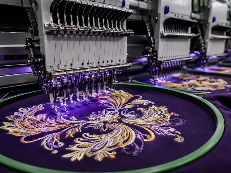 Multi-head computerised embroidery machines