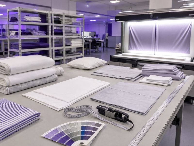 Inspection table and QC lab at AM Textiles