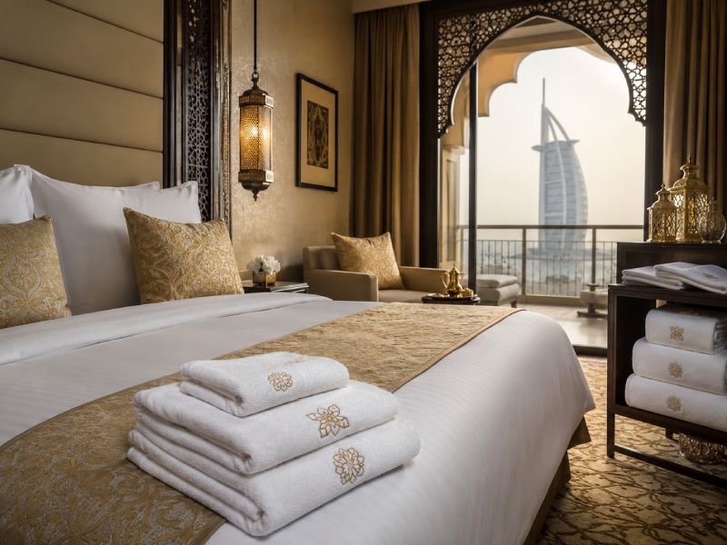Institutional linen supplied by AM Textiles to hotels in the UAE